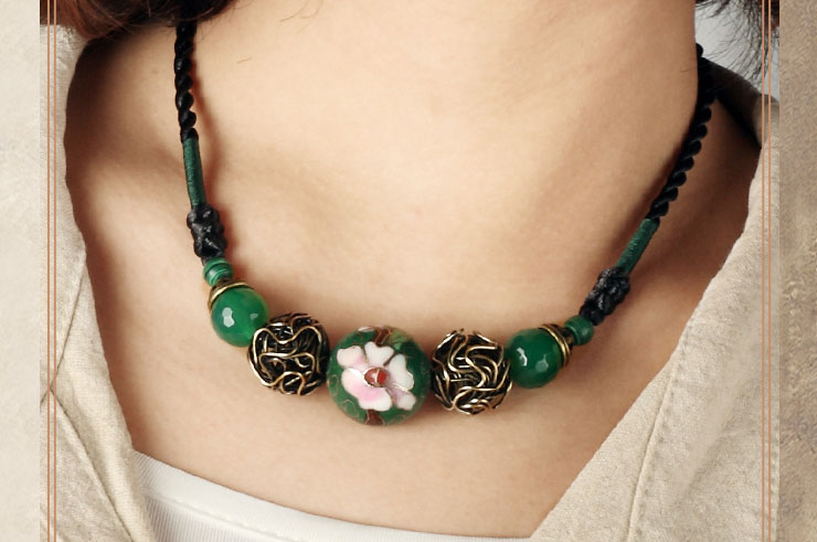 Collier Cloisonné et Agate