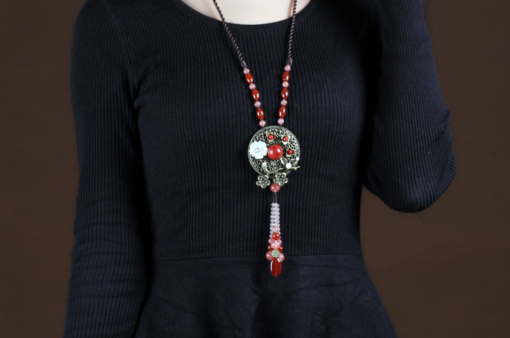 Necklace Agate and Coral