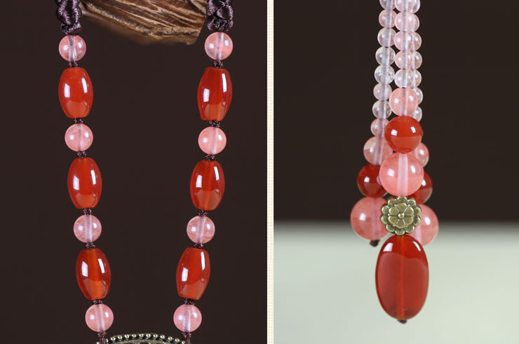 Necklace Agate and Coral