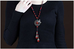 Collier, Perles de Verre Rouge