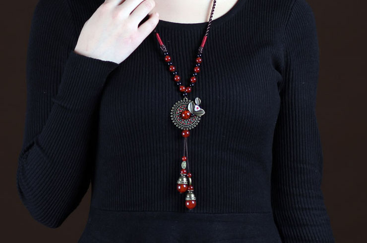 Collier, Perles de Verre Rouge