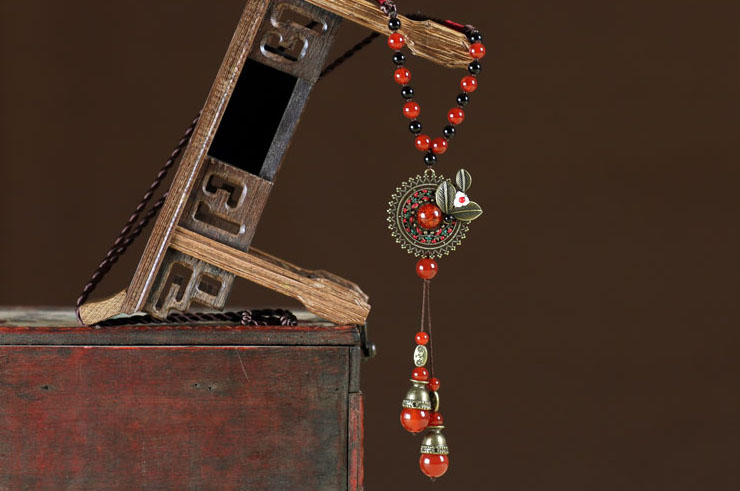 Collier, Perles de Verre Rouge