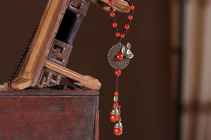 Collier, Perles de Verre Rouge