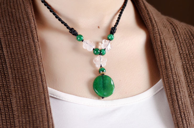 Necklace, Green Agate