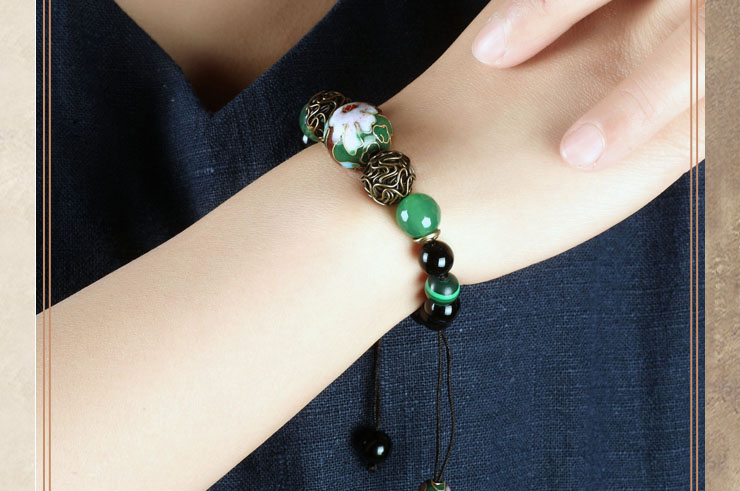 Cloisonne and Agate Bracelet