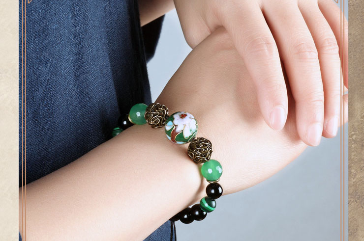 Cloisonne and Agate Bracelet