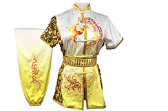 HanCui Chang Quan Compétition Uniform, White & Yellow Gradiant Phoenix