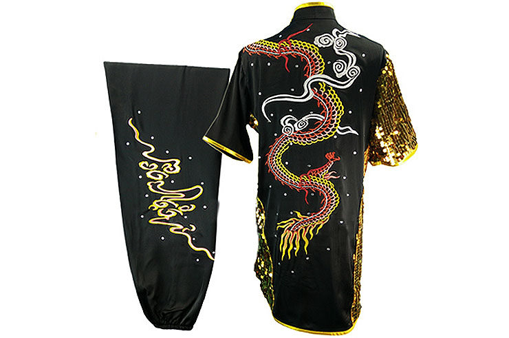 HanCui Chang Quan Competition Uniform, Black & Gold Dragon 1