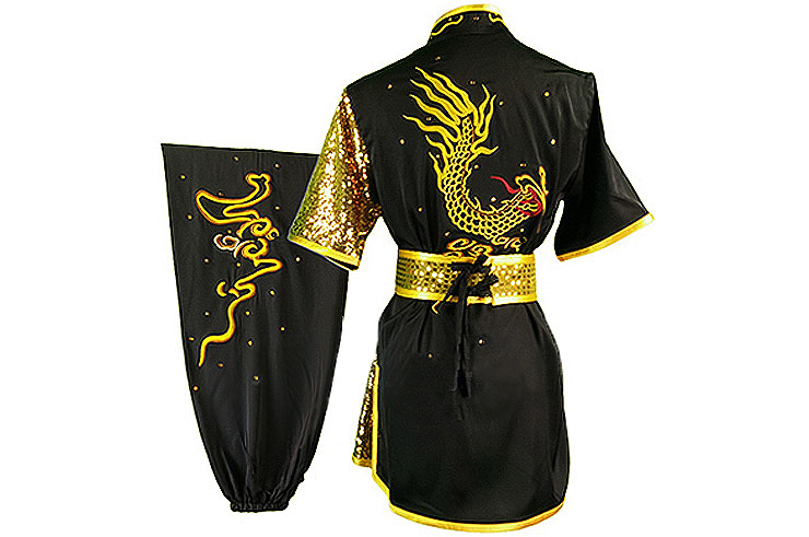 HanCui Chang Quan Competition Uniform, Black & Gold Dragon 2