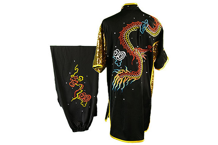 HanCui Chang Quan Competition Uniform, Black & Gold Dragon 3