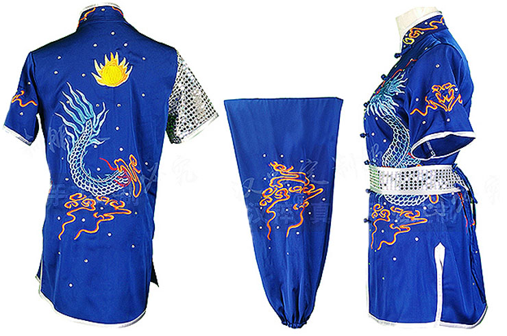 HanCui Chang Quan Competition Uniform, Blue & Silver Dragon 2