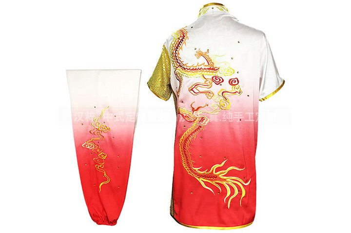 Vestido Concorrência Chang Quan HanCui, Dragão Gradiente Branco & Vermelho