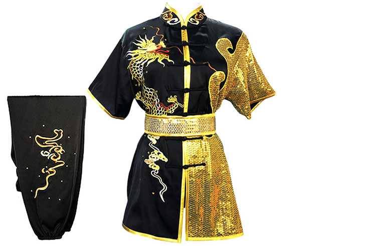 HanCui Chang Quan Competition Uniform, Black & Gold Dragon 4