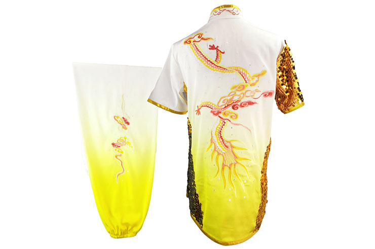 Vestido Concorrência Chang Quan HanCui, Dragão Gradiente Branco & Amarelo