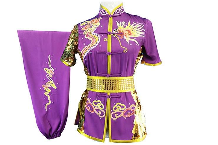 HanCui Chang Quan Competition Uniform, Purple & Gold Dragon