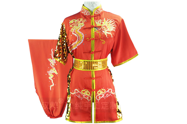 HanCui Chang Quan Competition Uniform, Red & Gold Dragon 1