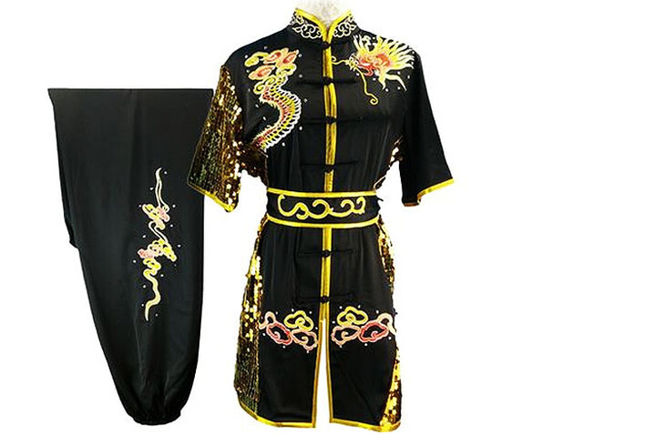 Vestido Concorrência Chang Quan HanCui, Dragão Preto & Ouro 5