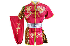 HanCui Chang Quan Competition Uniform, Pink, Gold & Silver Dragon