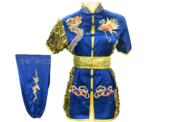 HanCui Chang Quan Competition Uniform, Blue & Gold Dragon 2