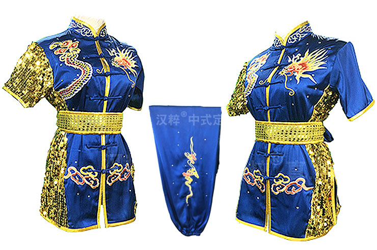 HanCui Chang Quan Competition Uniform, Blue & Gold Dragon 2