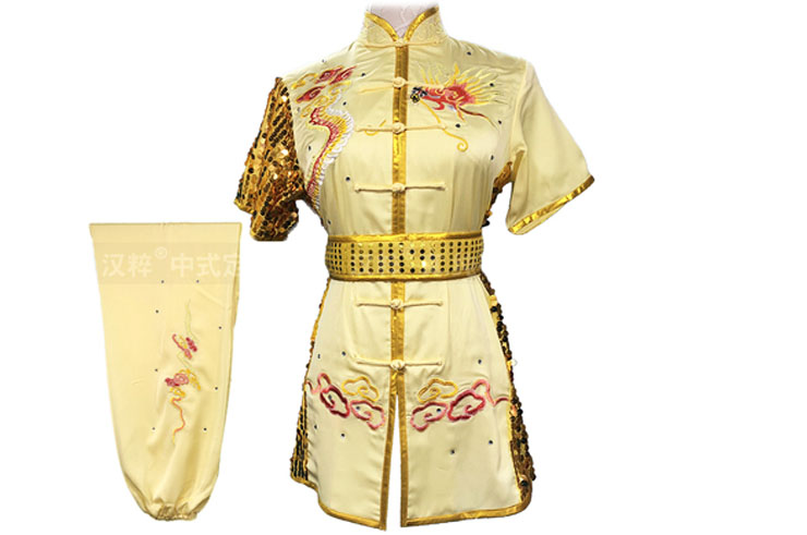 HanCui Chang Quan Competition Uniform, Yellow & Gold Dragon