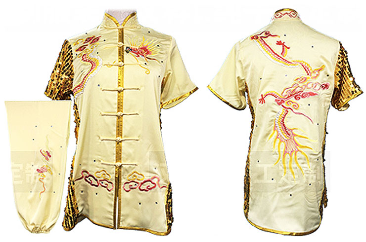 HanCui Chang Quan Competition Uniform, Yellow & Gold Dragon