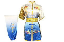 HanCui Chang Quan Competition Uniform, White & Blue Gradient Dragon