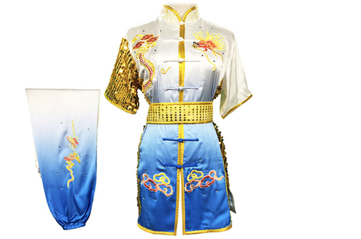 Traje competición Chang Quan HanCui, Dragón Gradiente Blanco y Azul