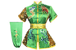 HanCui Chang Quan Competition Uniform, Green & Gold Dragon