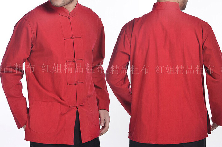 Blusa Tradicional «Tangzhuang» de Manga Comprida, Algodão