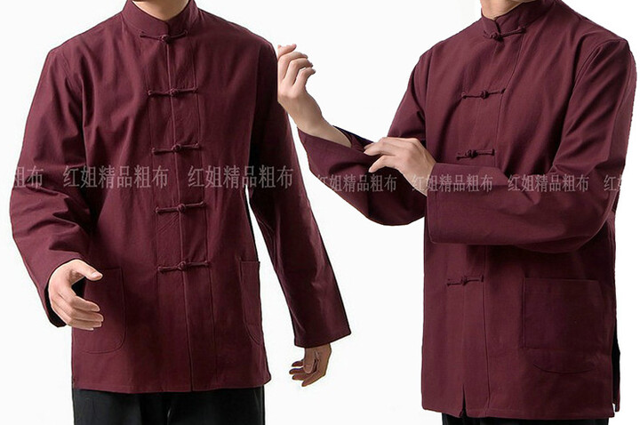 Blusa Tradicional «Tangzhuang» de Manga Comprida, Algodão