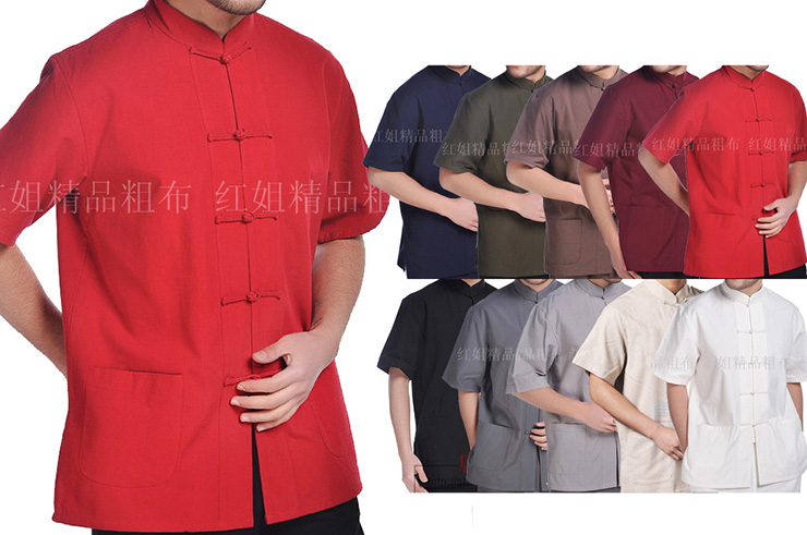 Traditional Top «Tangzhuang» Shhort Sleeves, Cotton