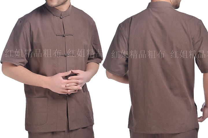 Topo Tradicional «Tangzhuang» Mangas Curto, Algodão