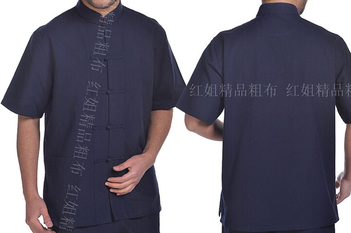 Topo Tradicional «Tangzhuang» Mangas Curto, Algodão