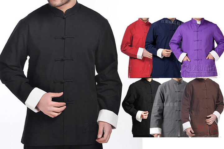 Blusa tradicional «Tangzhuang» con solapas, forrada, de algodón