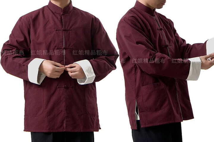 Blusa tradicional «Tangzhuang» con solapas, forrada, de algodón
