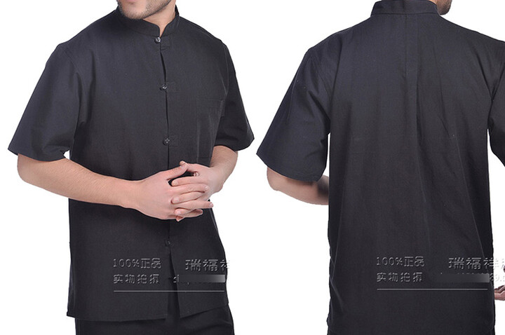 Camisa Chinês Mangas Curto, Algodão