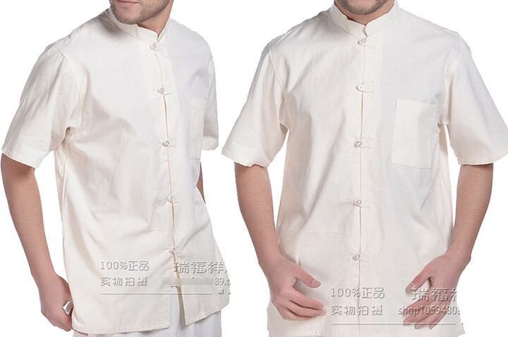 Camisa Chinês Mangas Curto, Algodão