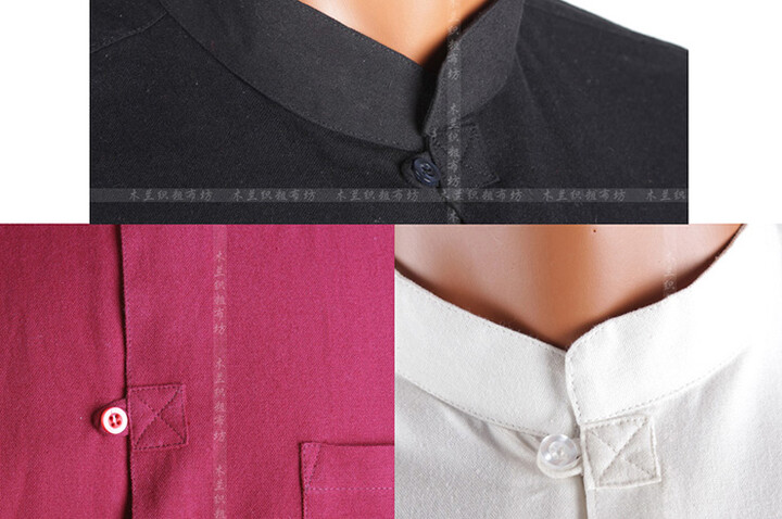 Camisa Chinês Mangas Curto, Algodão