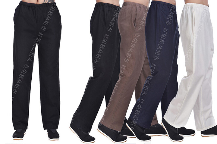 Calças «Tangzhuang» Bolso Lados, Algodão 1