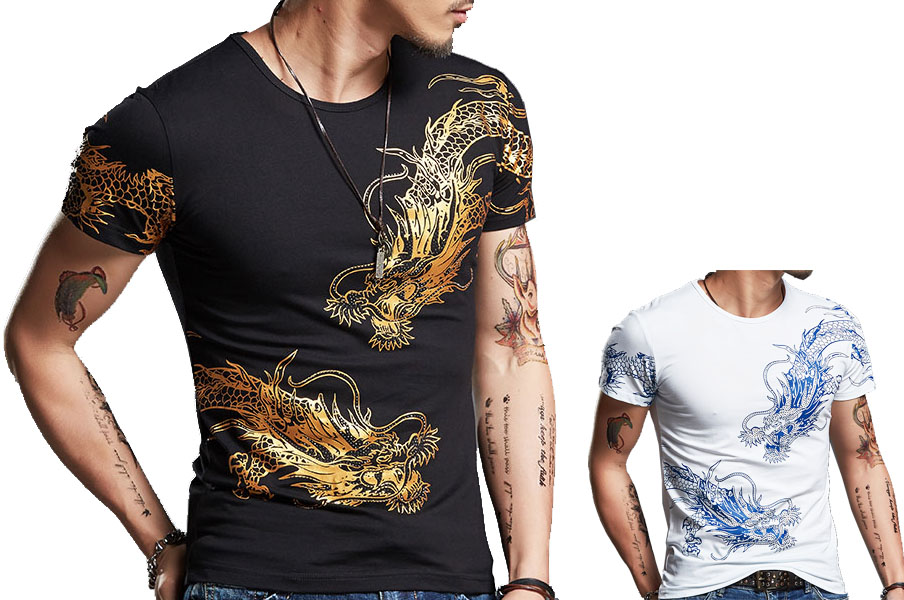 centeret cirkulære absolutte Dragon t-shirt 3 with Screen Printing , Extensible - ChinaTown-Shop