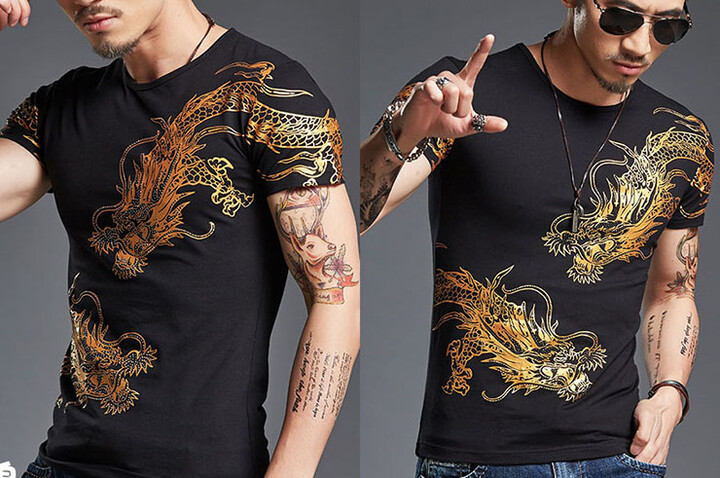 Dragon t-shirt 3 with Screen Printing , Extensible