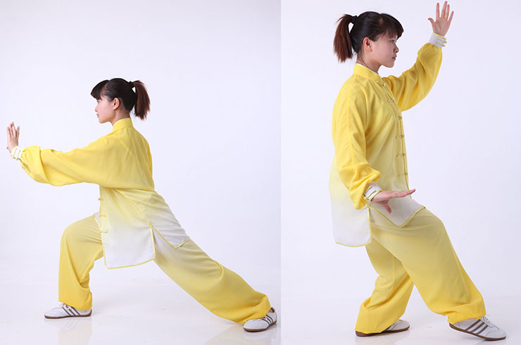 Vestido Tai Chi Gradiente Dois tons, Imitação Seda
